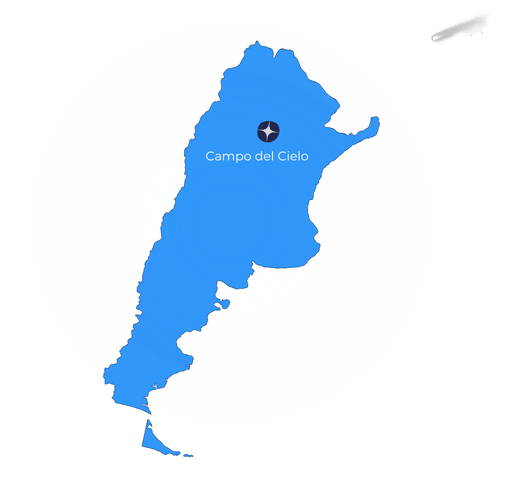 Landkarte des Meteoriten Fundorts Campo del Cielo in Argentinien 