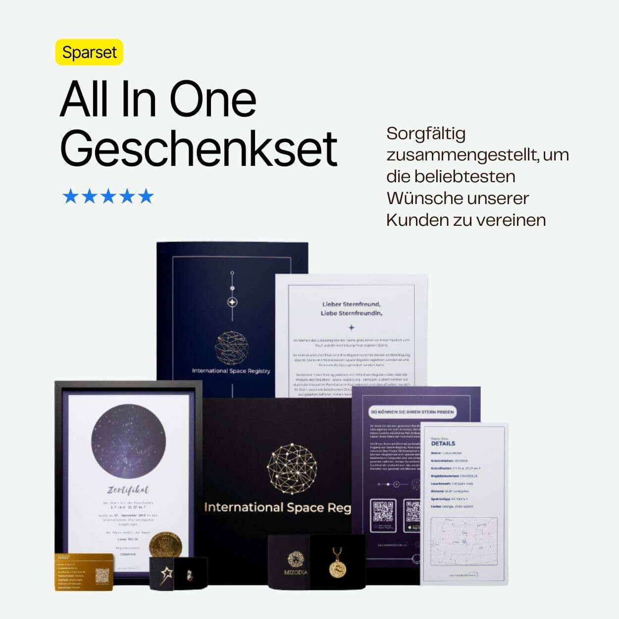All In One Geschenkbox - Unser Sterntaufe Sparset, dass die beliebtesten Kundenwünsche vereint