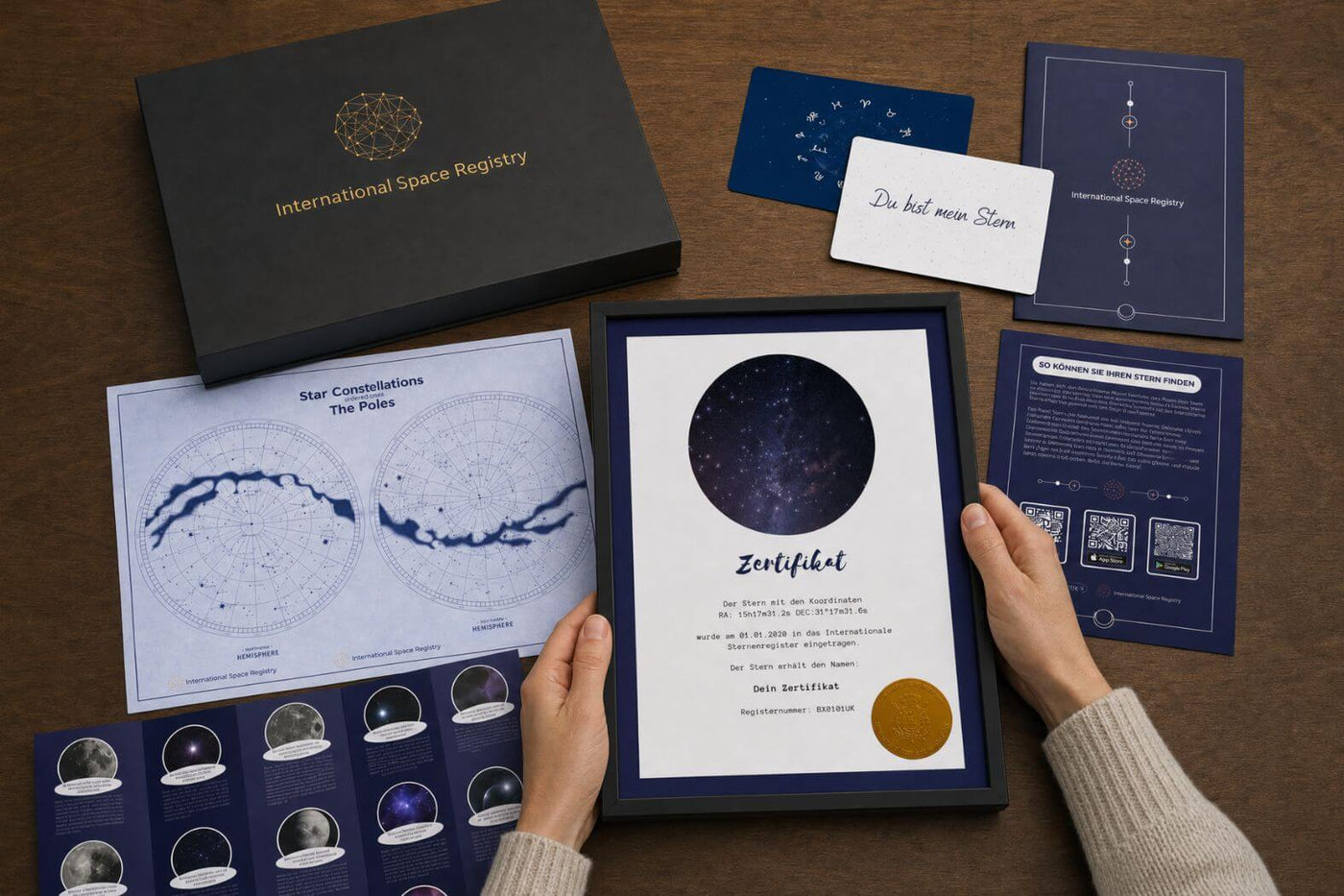 Galaxieregister Geschenkset neben einer persönlichen Widmung